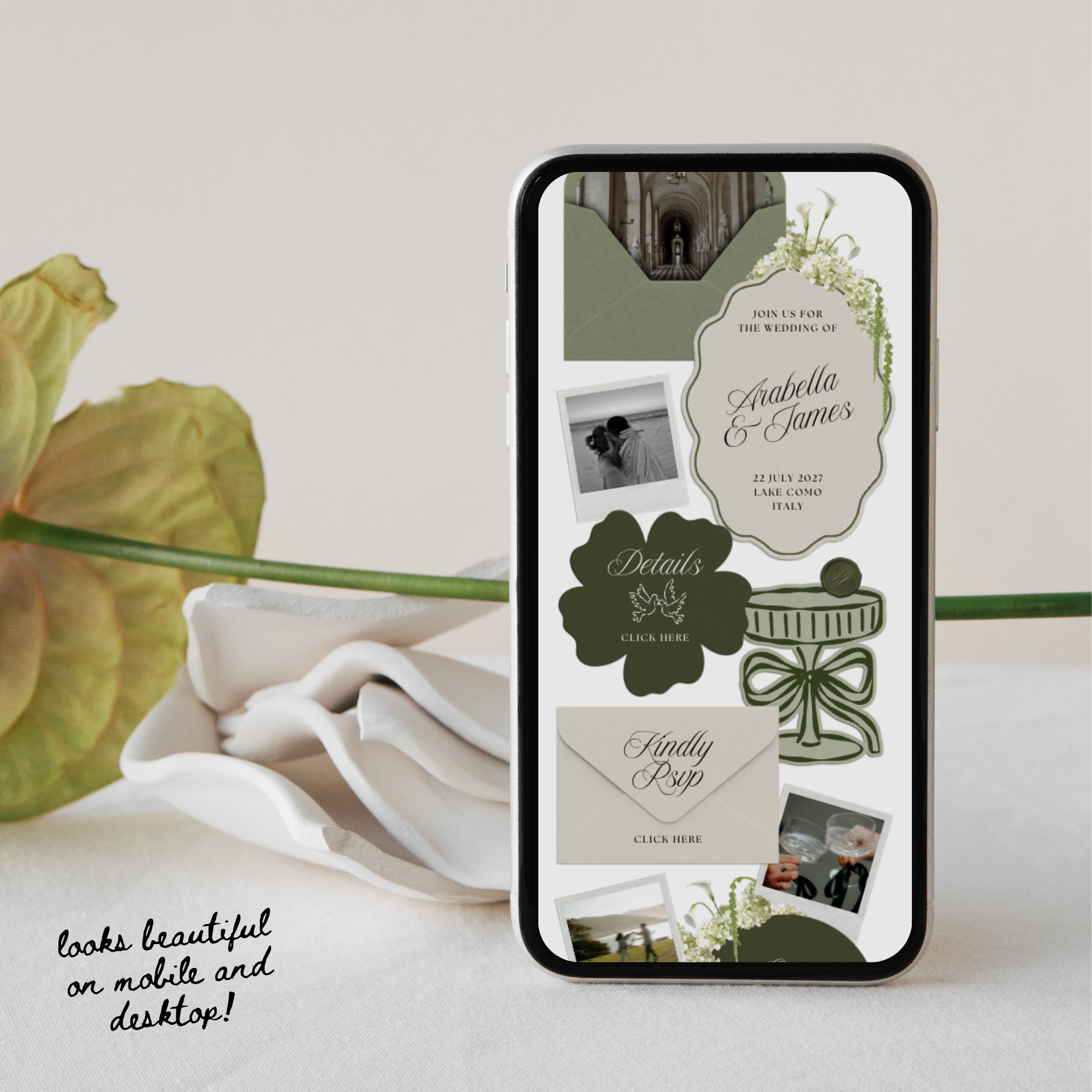 Wedding Website Template with RSVP (Sage & Ivory)