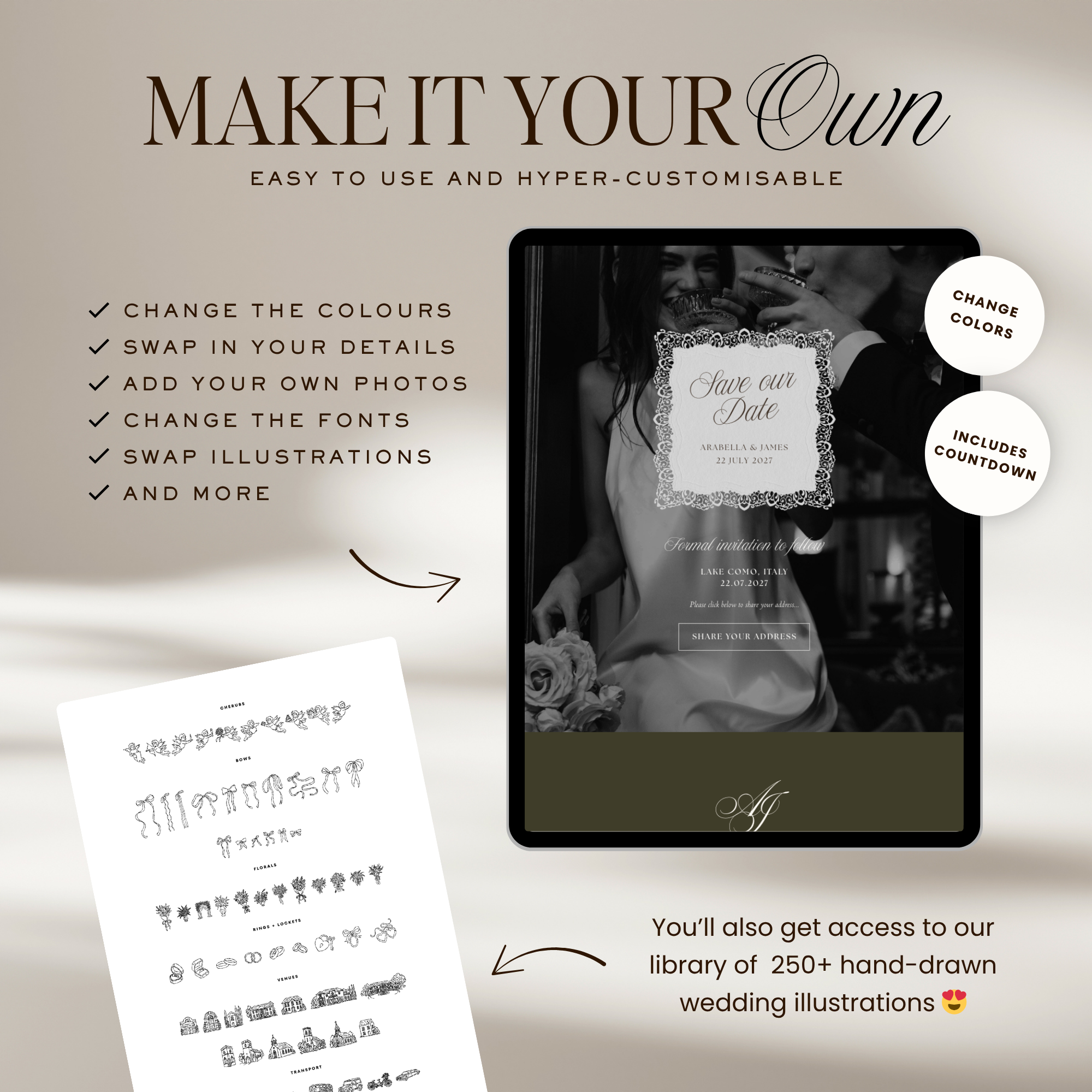 Old Money Save The Date Wedding Website Template (Olive)