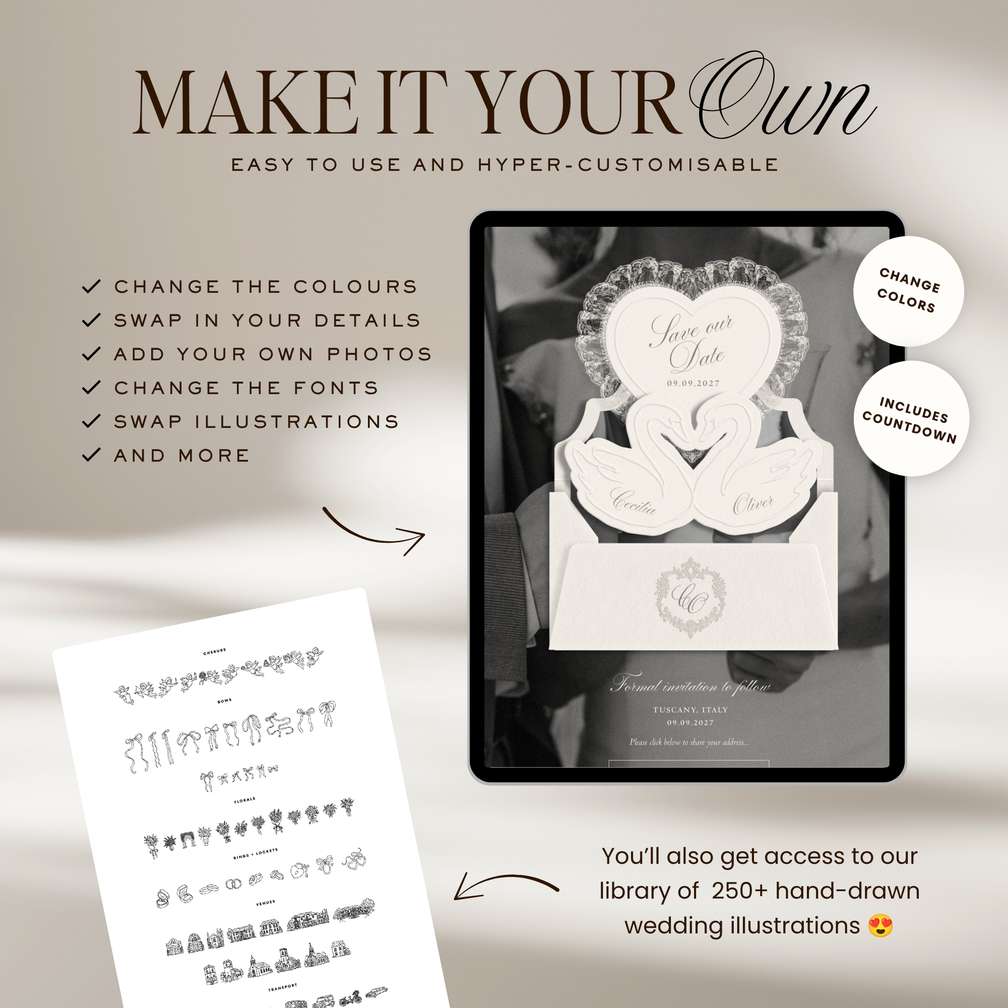Heirloom Save The Date Website Template (Ivory 02)