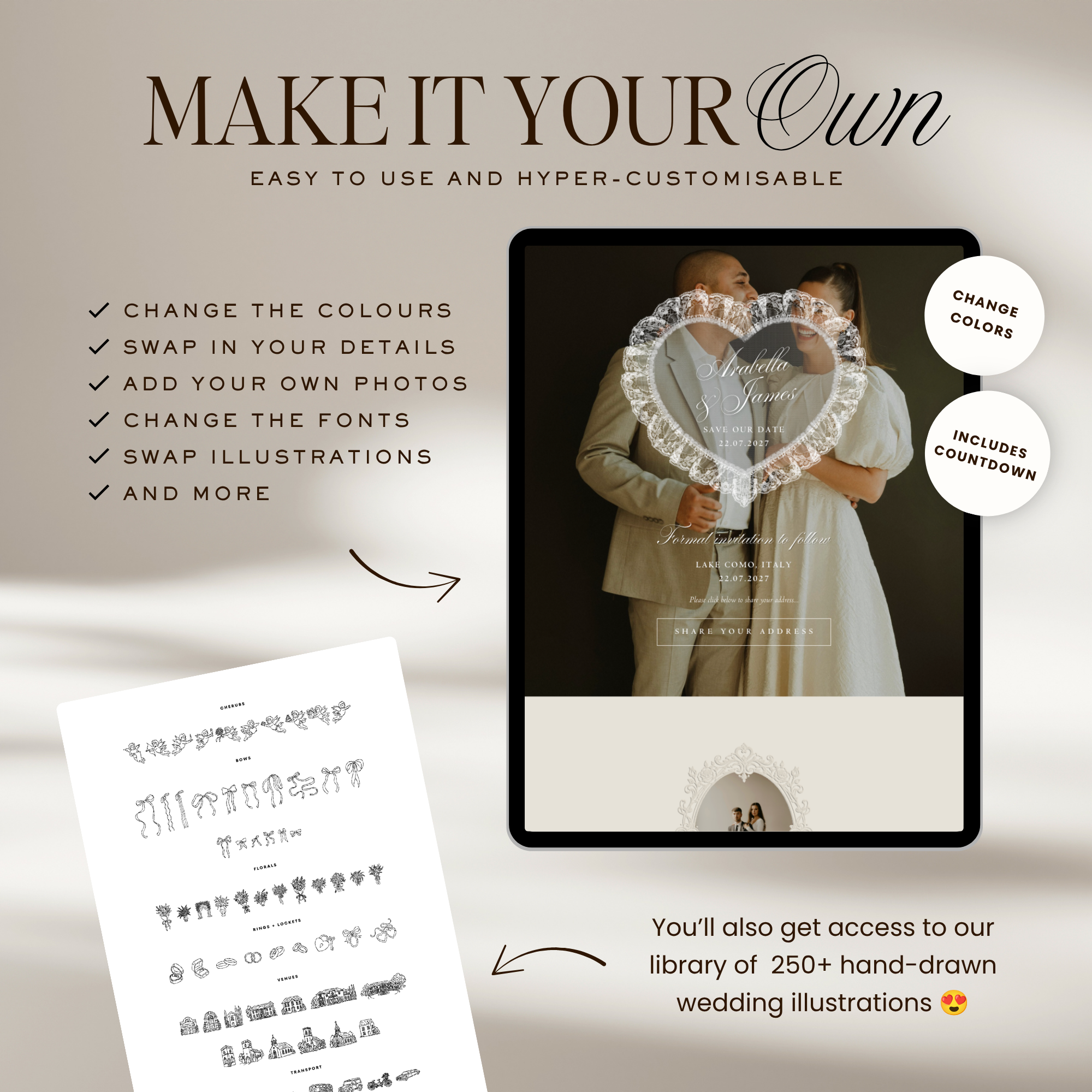 Old Money Save The Date Website Template (Lace 04)