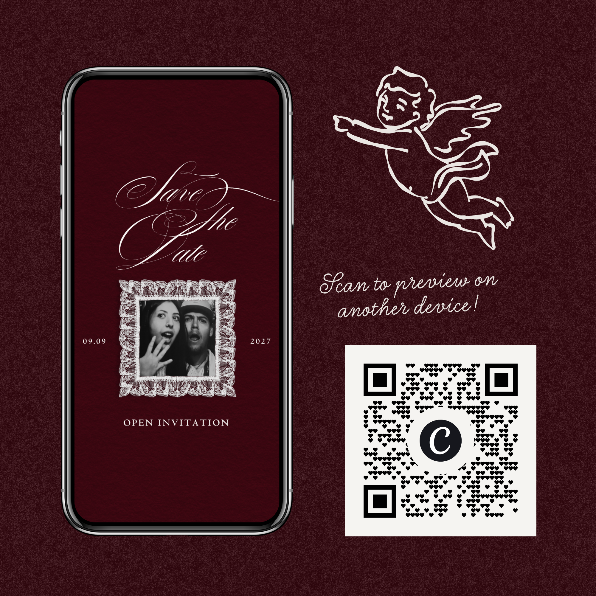 Save The Date Website Template (Romantic 01 - Burgundy)