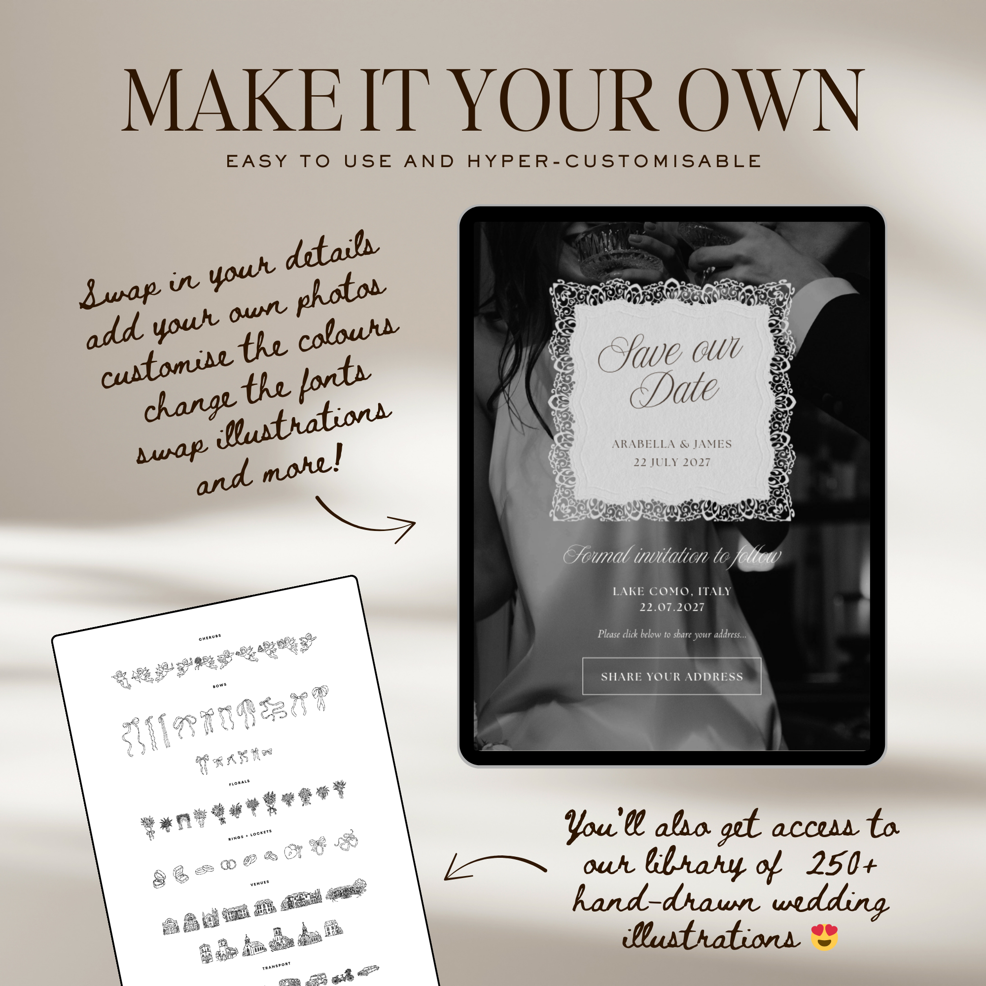 Old Money Save The Date Wedding Website Template (Olive)