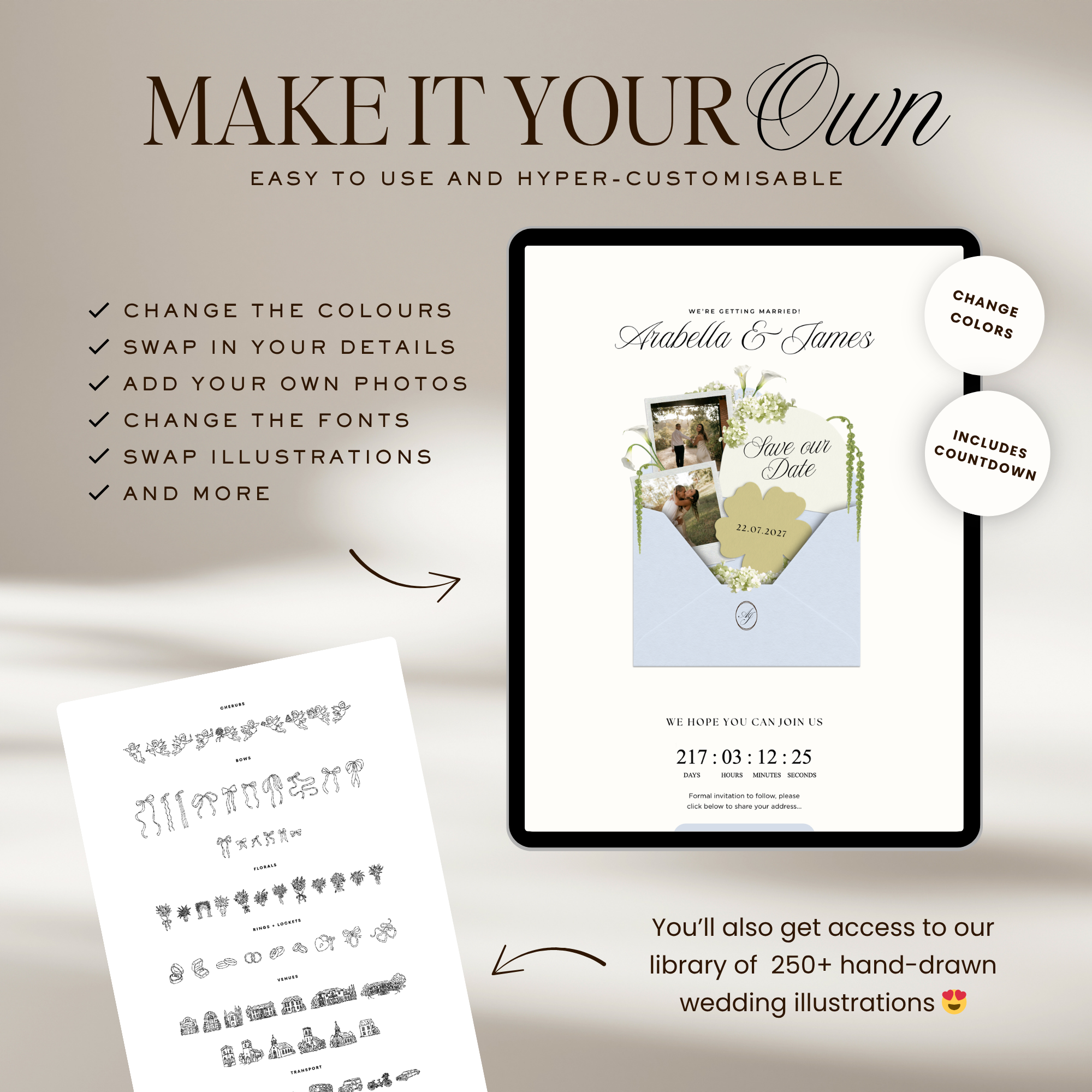 Save The Date Wedding Website Template (Blue & Green)