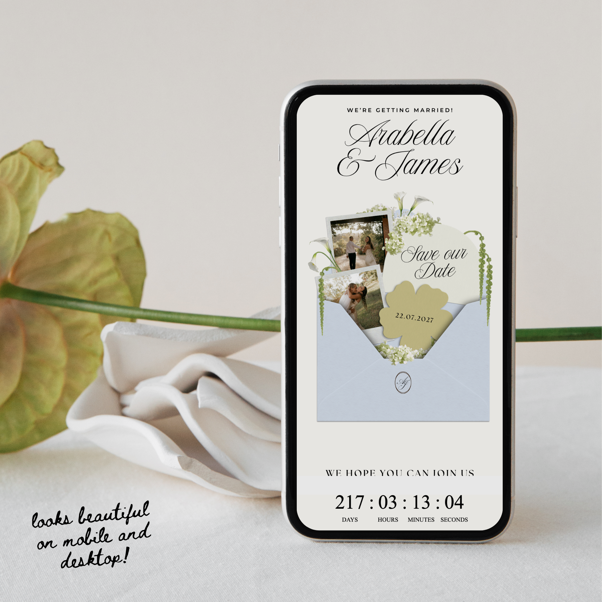 Save The Date Wedding Website Template (Blue & Green)