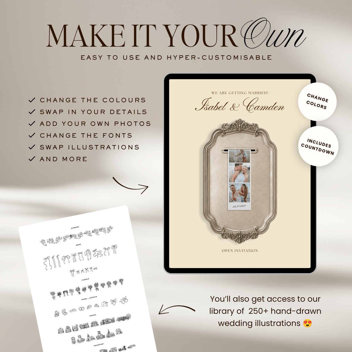 Save The Date Wedding Website Template (Photo Booth Animation 01 - Yellow)