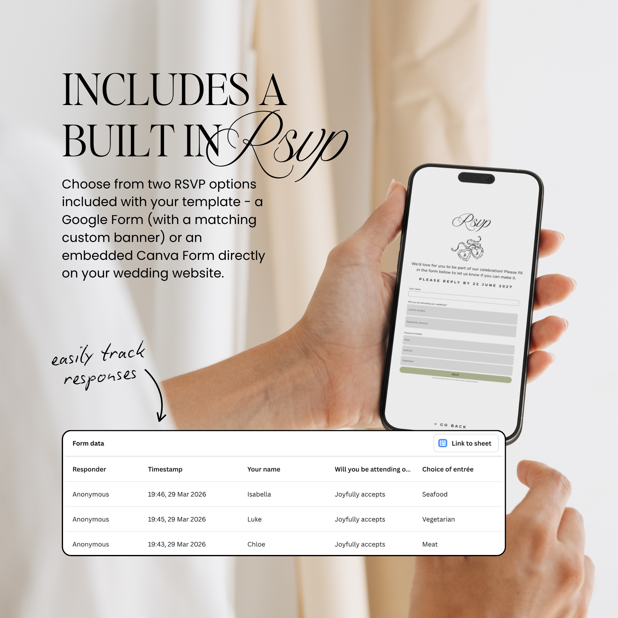 Wedding Website Template with RSVP (Sage & Ivory)