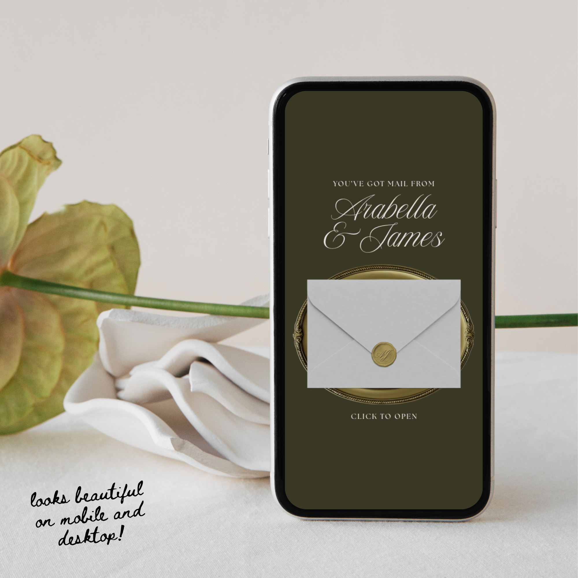 Old Money Save The Date Wedding Website Template (Olive)