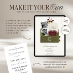 Save The Date Wedding Website Template (Envelope 07 - Green + Burgundy)