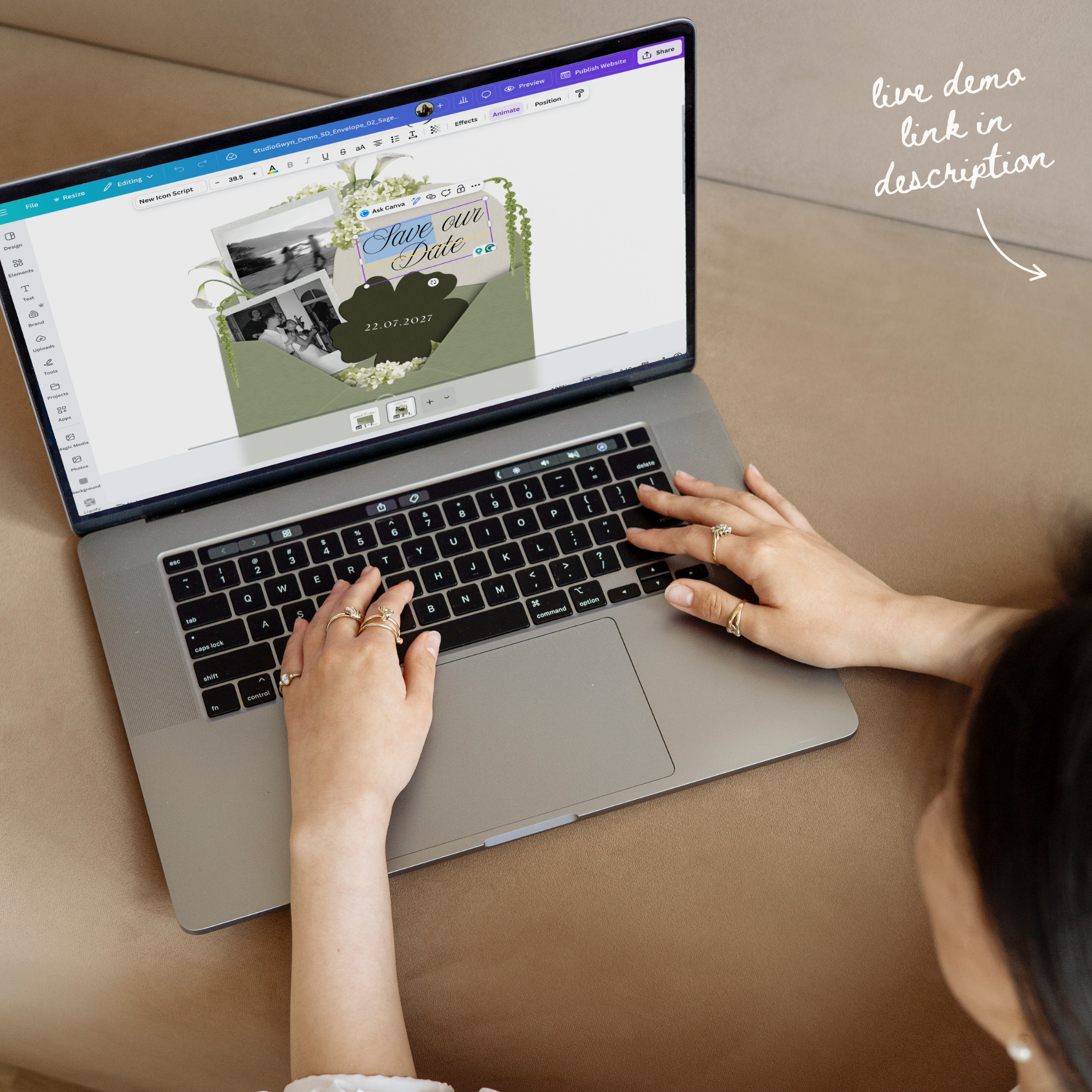 Save The Date Wedding Website Template (Sage & Ivory)