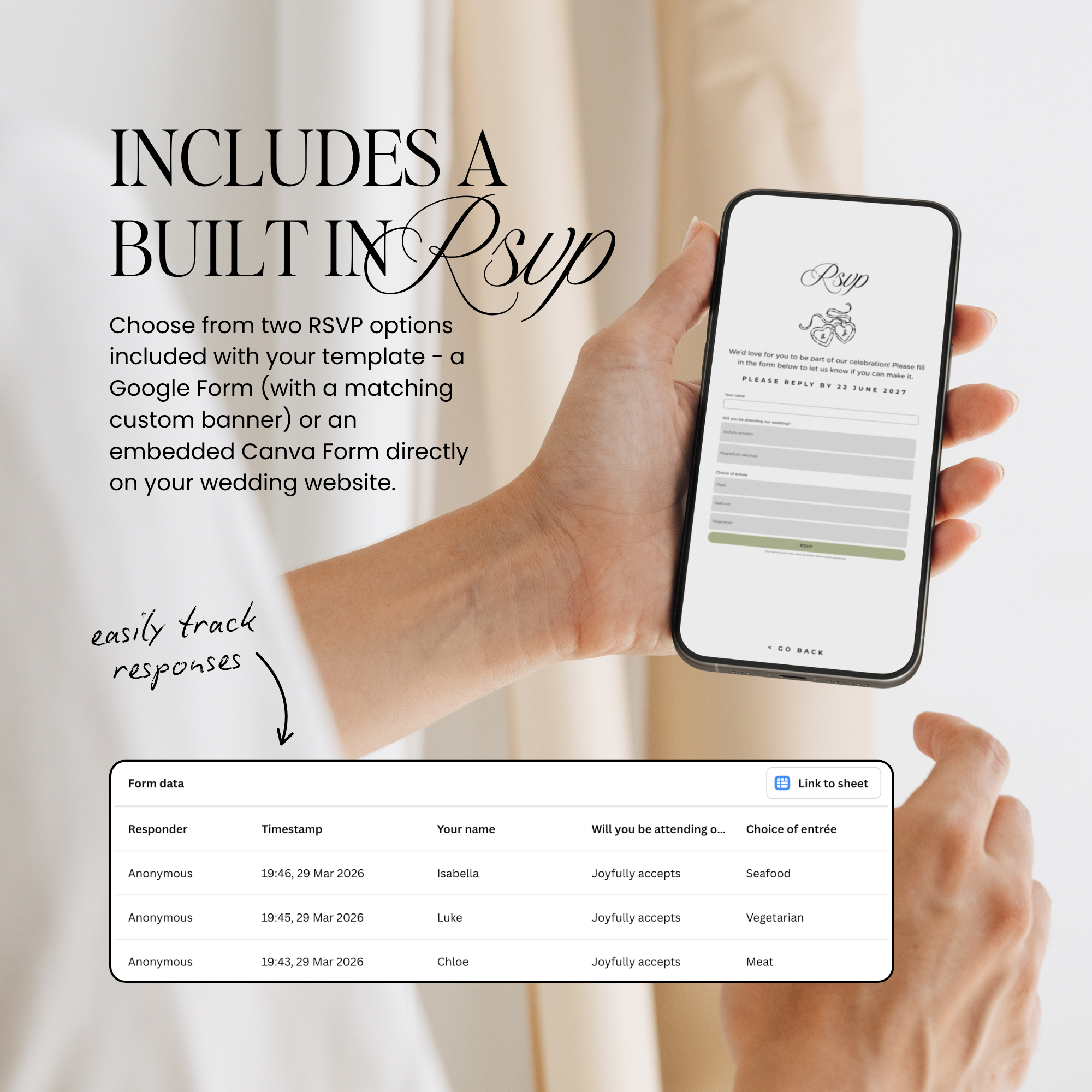Wedding Website Template with RSVP (Pink & Green)