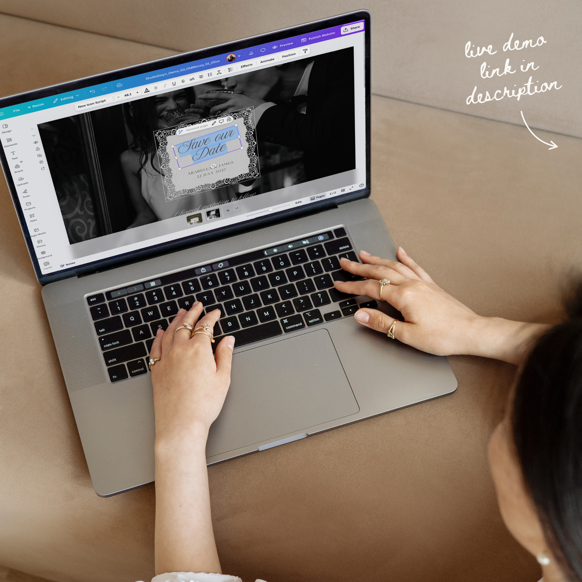 Old Money Save The Date Wedding Website Template (Olive)