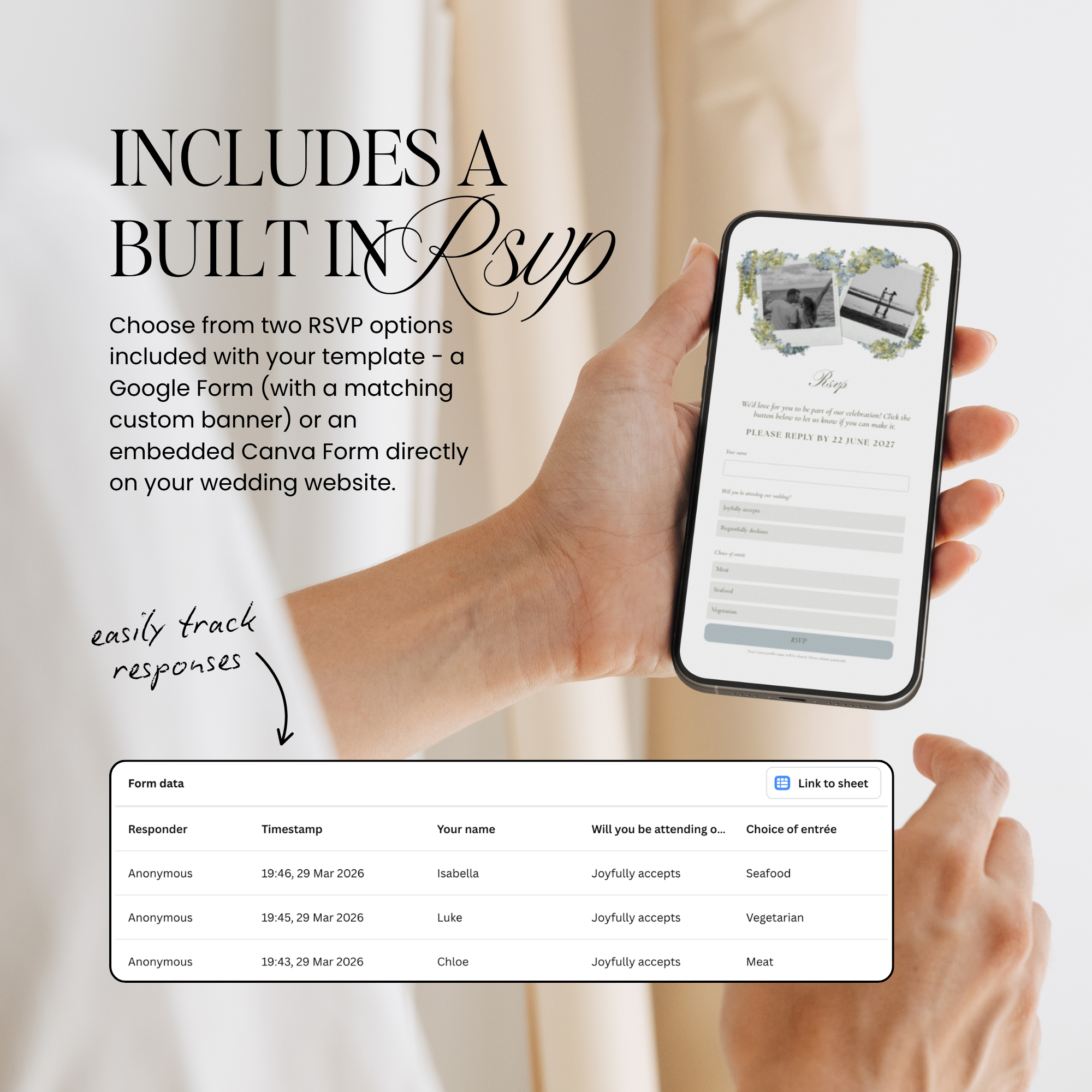 Wedding Website Template with RSVP (Envelope 04 - Blue & Pink)