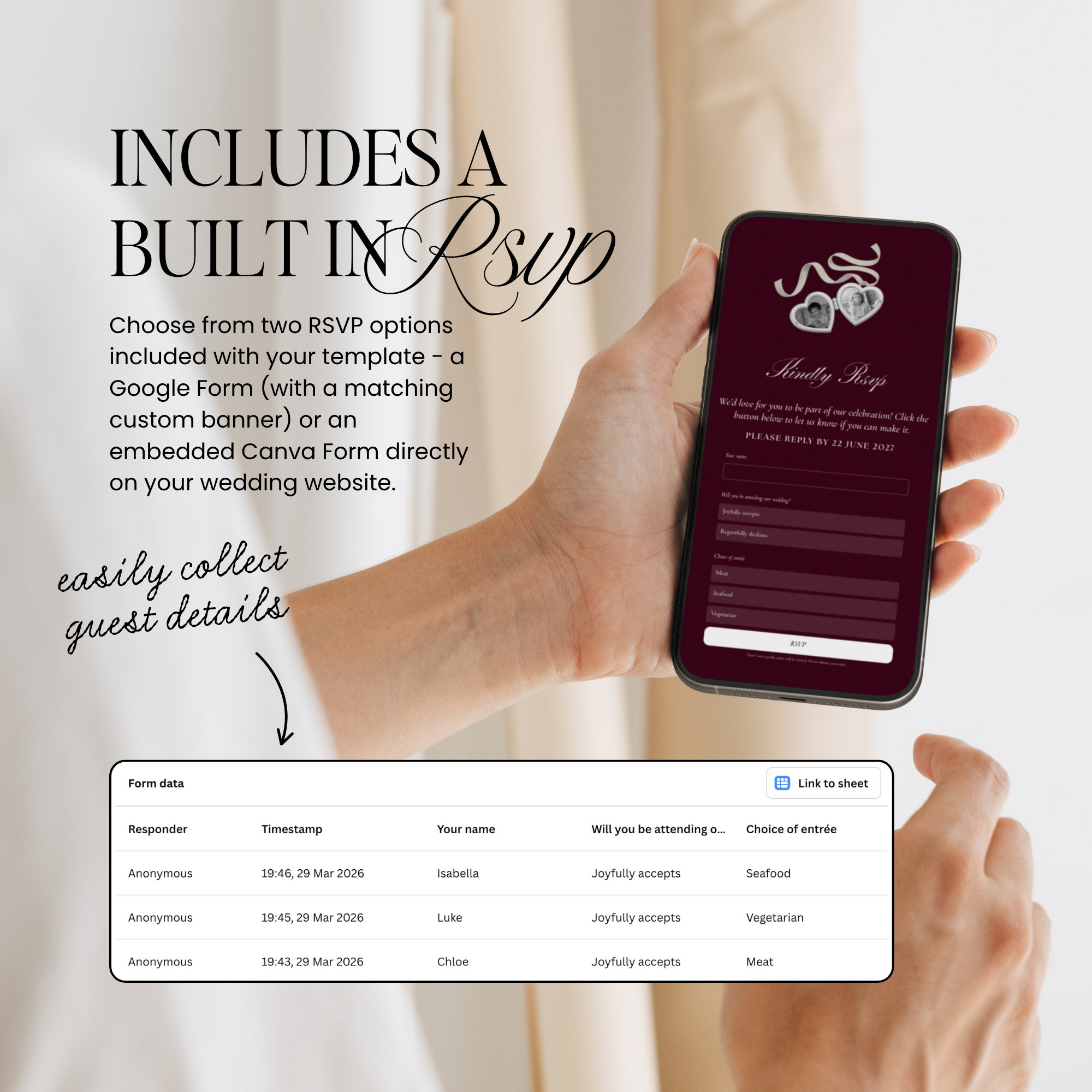 Wedding Website Template with RSVP (Photo Booth 01 - Burgundy)