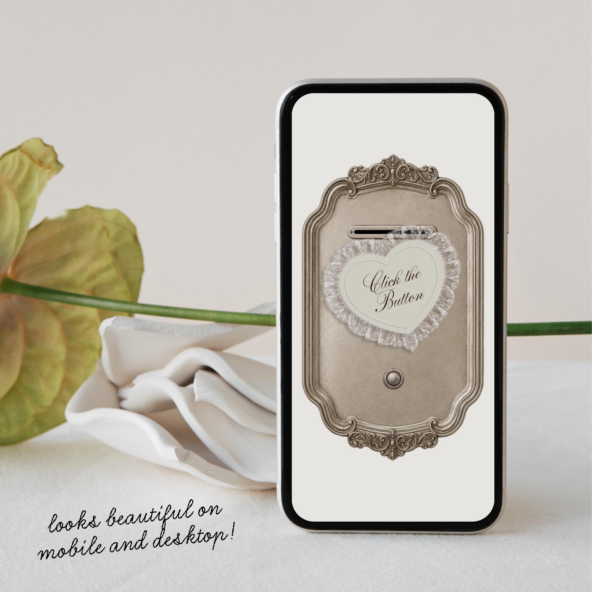 Save The Date Wedding Website Template (Photo Booth Animation 01 - Ivory)
