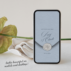 Save The Date Wedding Website Template (Envelope 07 - Blue + Ivory)