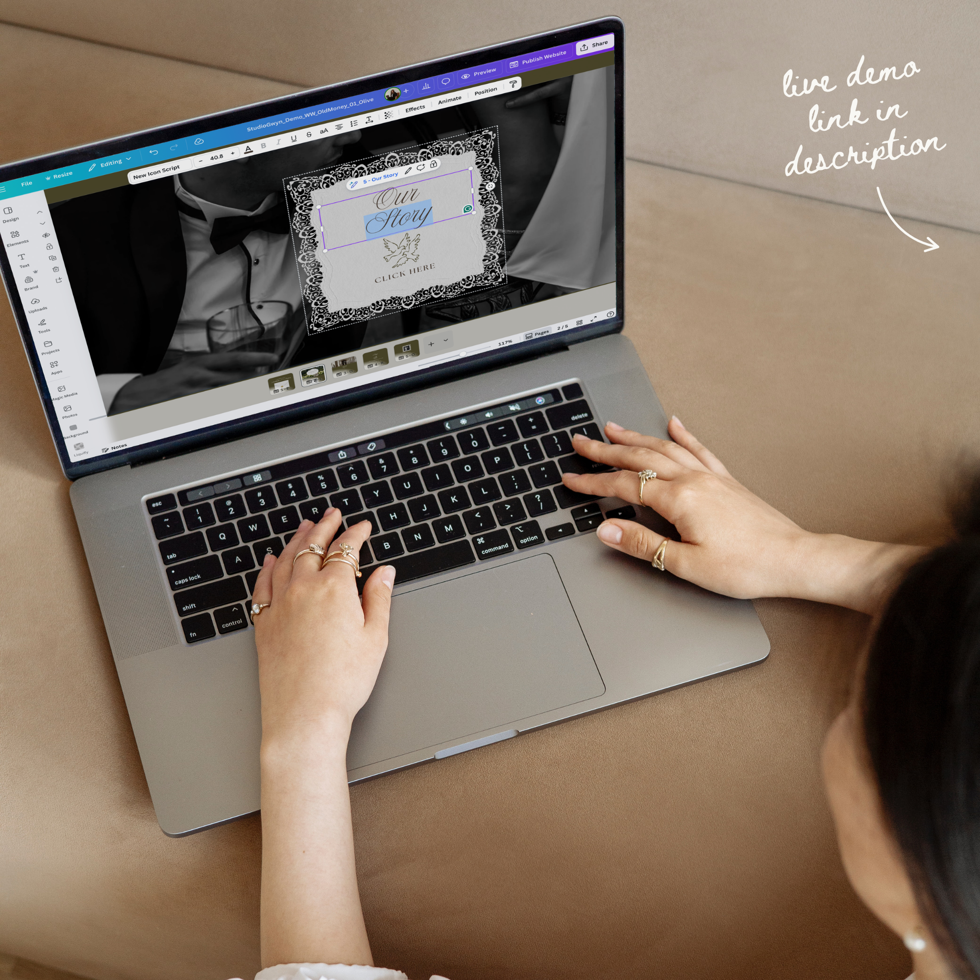 Old Money Wedding Website Template with RSVP (Olive)