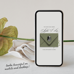Save The Date Wedding Website Template (Envelope 05 - Sage Green + Ivory)
