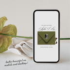 Save The Date Wedding Website Template (Envelope 05 - Green, Pink + Burgundy)