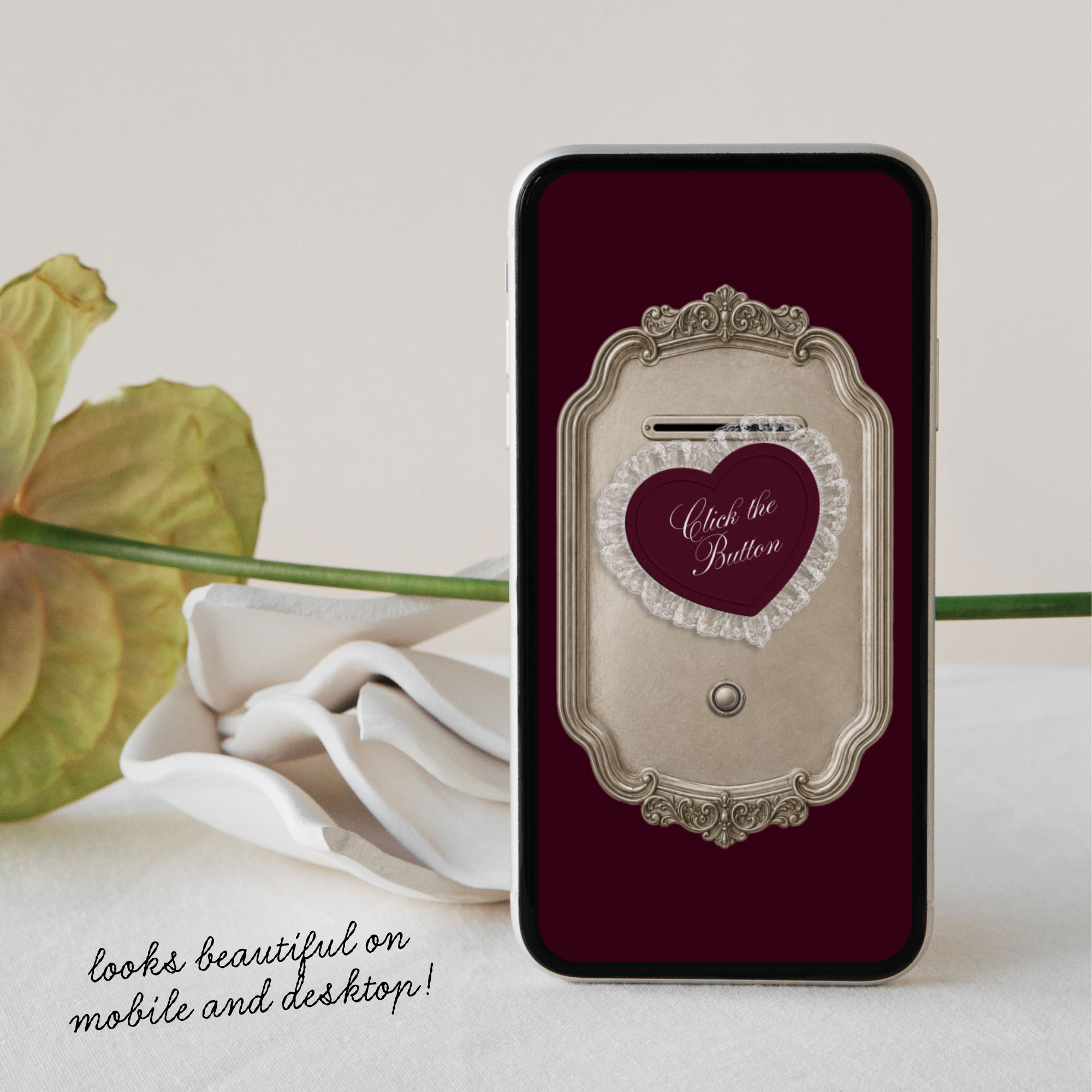 Save The Date Wedding Website Template (Photo Booth Animation 01 - Burgundy)