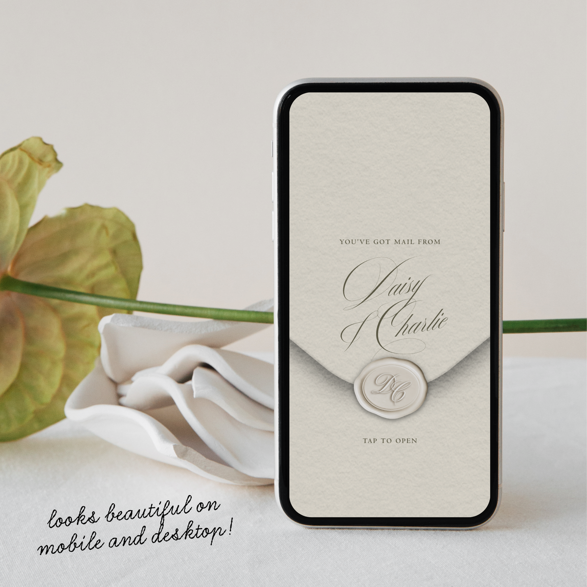 Save The Date Wedding Website Template (Envelope 07 - Ivory)