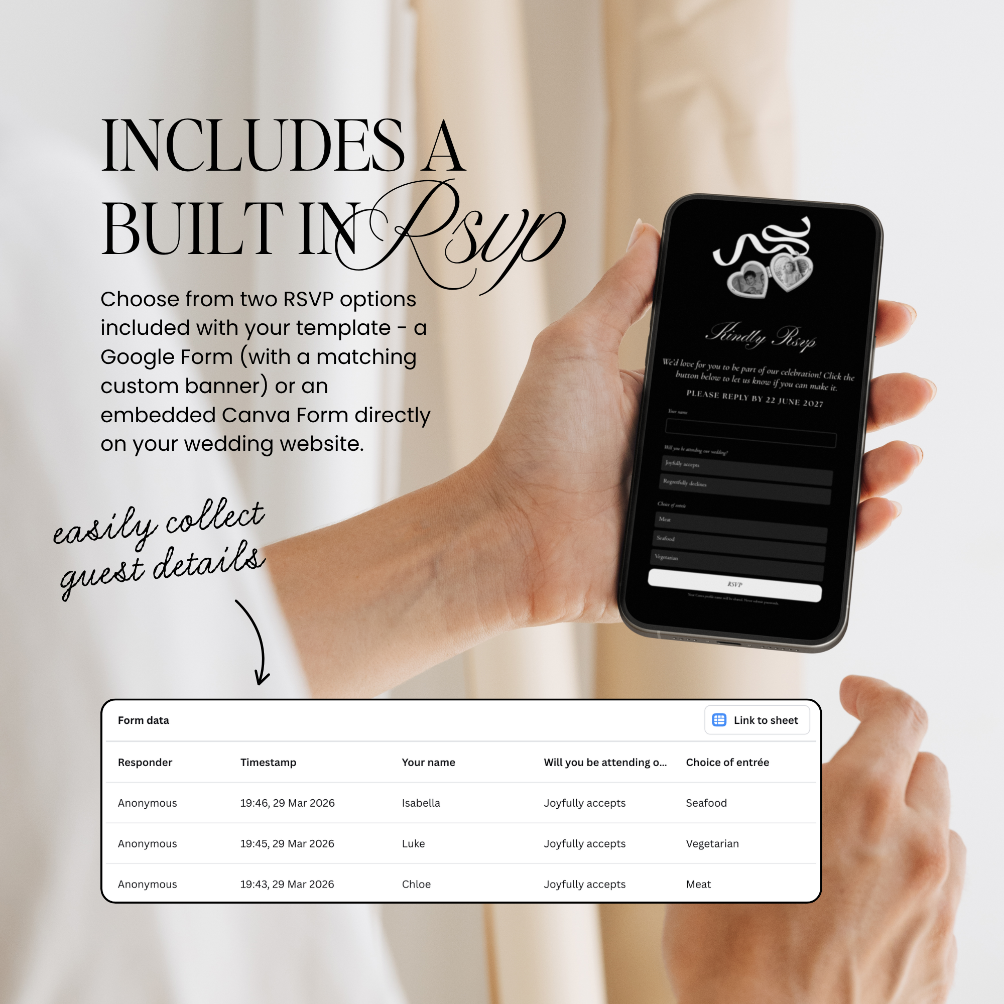 Wedding Website Template with RSVP (Photo Booth 01 - Black)
