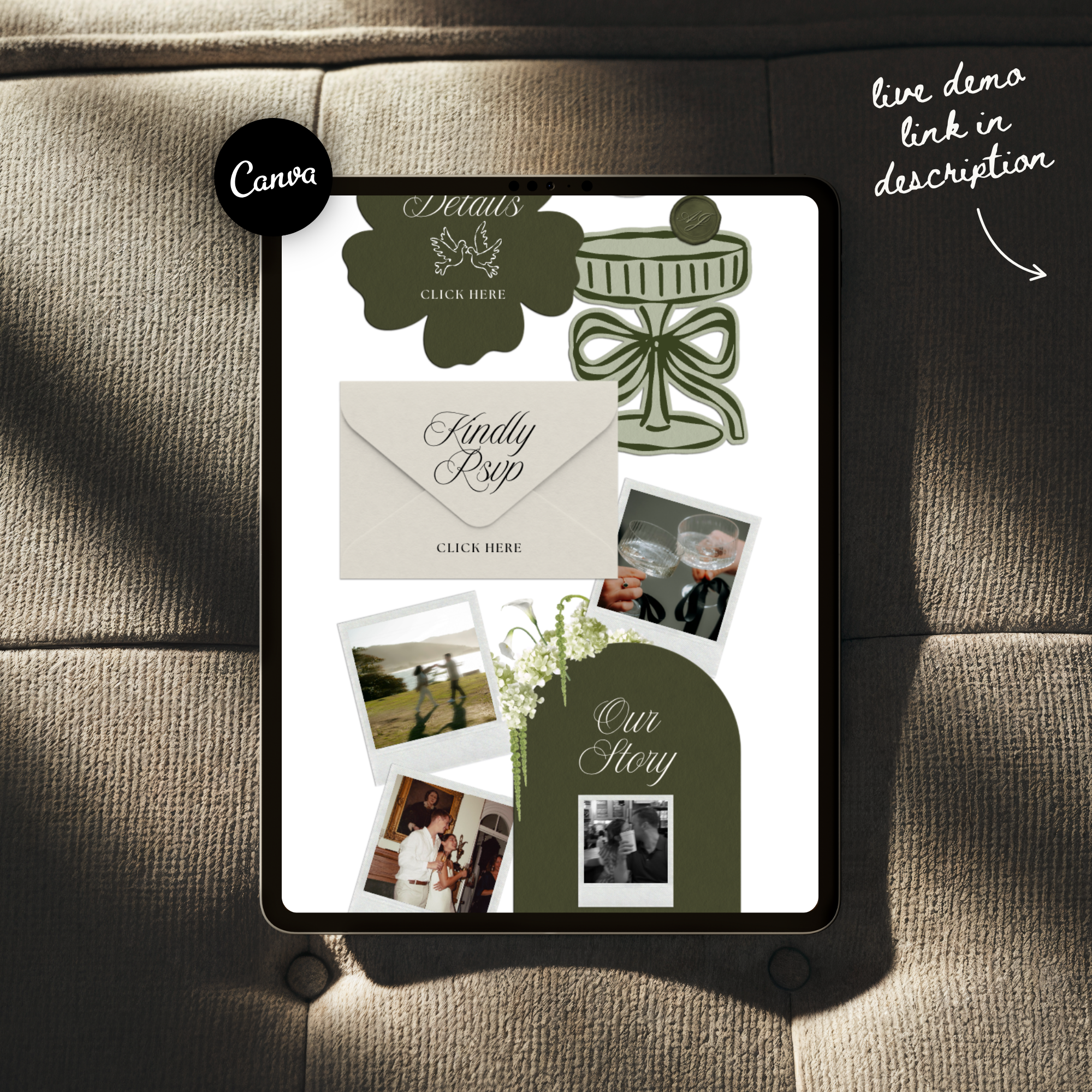 Wedding Website Template with RSVP (Sage & Ivory)