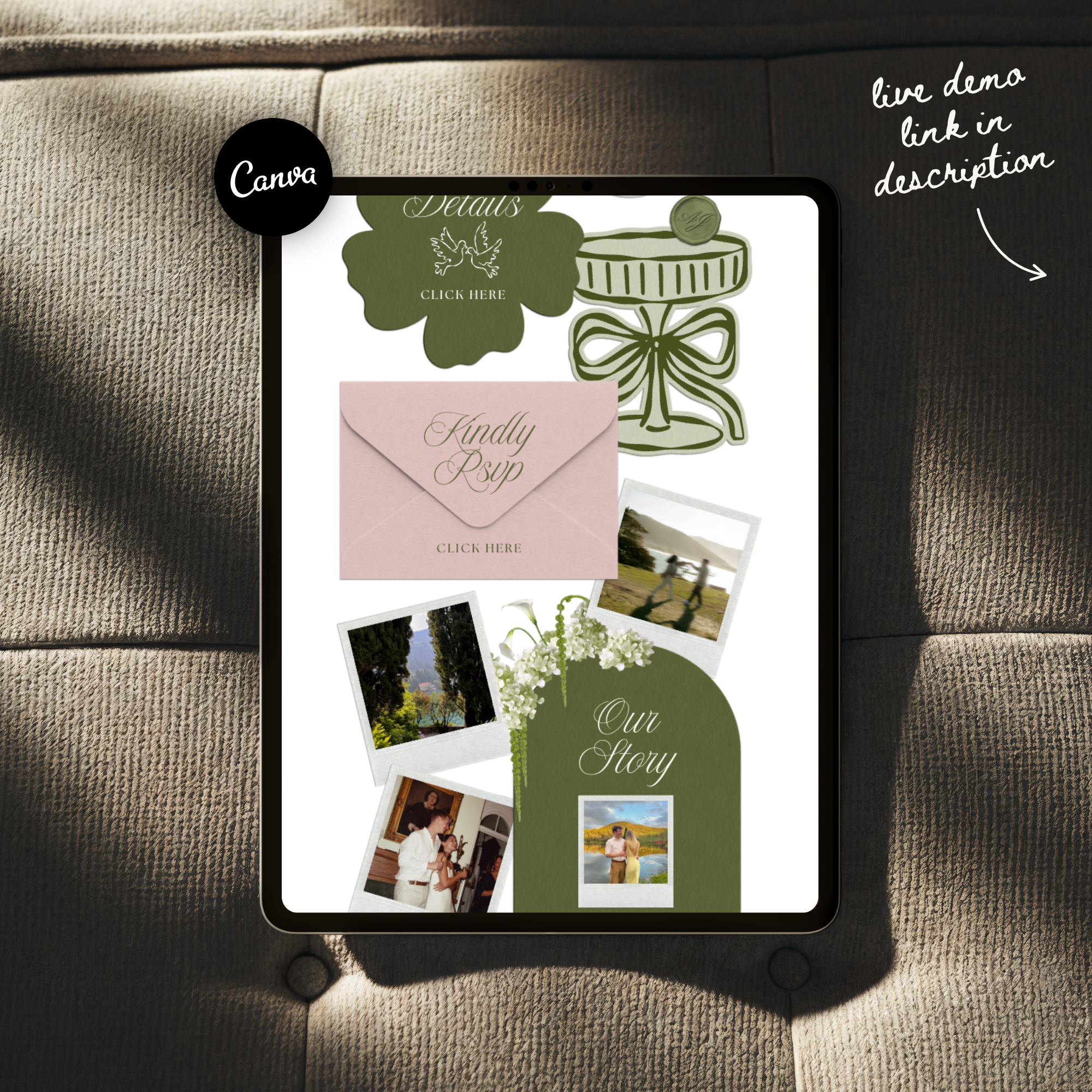 Wedding Website Template with RSVP (Pink & Green)