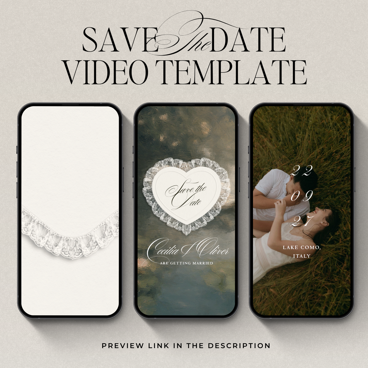 Lace Heart Save The Date Video Template (0101)
